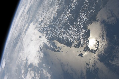 Framed Sunglint on the Waters of Earth Print