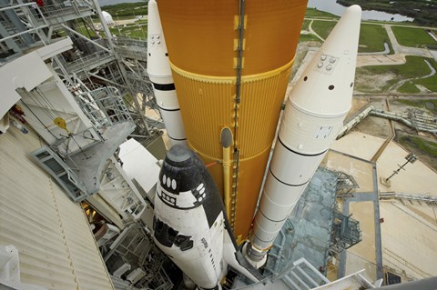 Framed Space Shuttle Atlantis on the Launch Pad at Kennedy Space Center, Florida Print