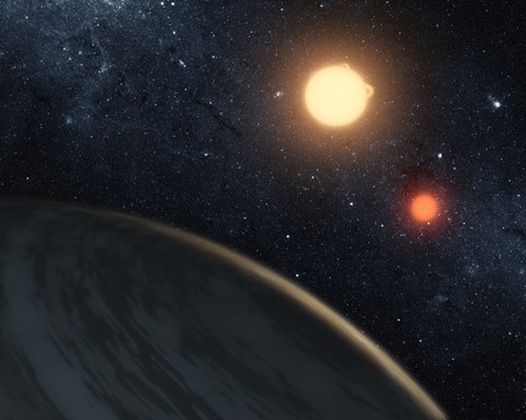 Framed Artist&#39;s concept Illustrating Kepler-16b Print