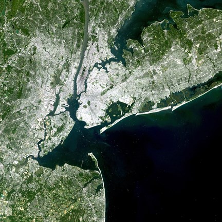 Framed Satellite view of New York City Print