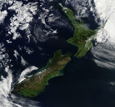 Framed Satellite view of New Zealand Print