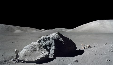 Framed Scene from Apollo 17 Extravehicular Activity Print