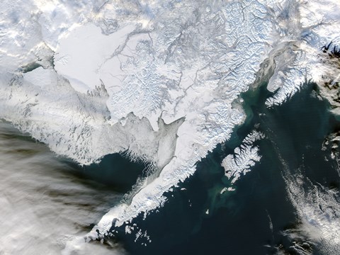 Framed Satellite view of Southwestern Alaska Print