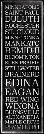 Framed Minnesota Bus Roll Black Print