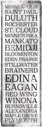 Framed Minnesota Bus Roll White Print