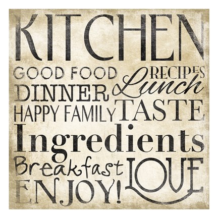 Framed Black Kitchen Type I Print