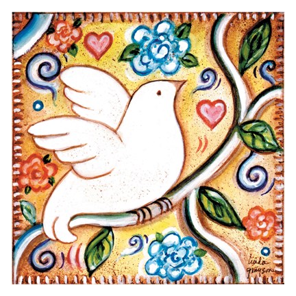 Framed White Bird 2 Square Print