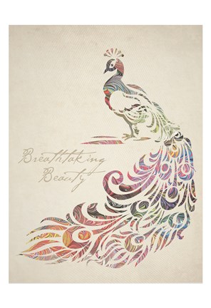 Framed Peacock Set 02 Print