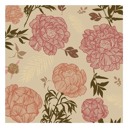 Framed Vintage Floral set 01 Print