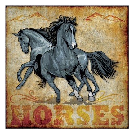 Framed Horses 01 Print