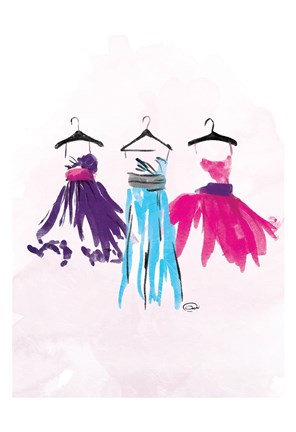 Framed Watercolor Dresses I Print