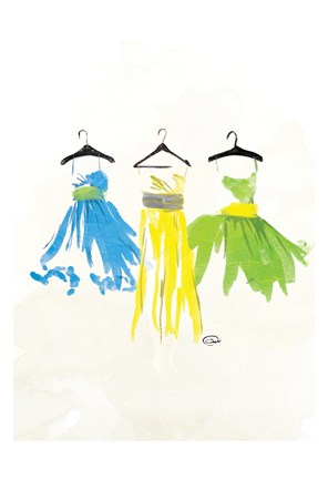 Framed Watercolor Dresses II Print