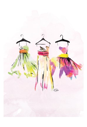 Framed Watercolor Dresses III Print