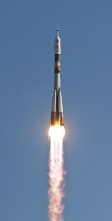 Framed Soyuz TMA-18 Rocket Launches from the Baikonur Cosmodrome in Kazakhstan Print
