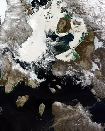 Framed Sea Ice and Sediment Visible in Nunavut, Canada Print