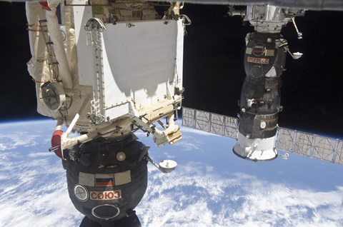 Framed Soyuz TMA-19 Spacecraft and the Progress 37 Resupply Vehicle Print