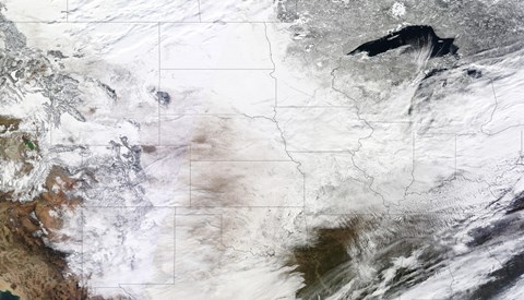 Framed Satellite view of a Massive Winter Storm over the United States Print