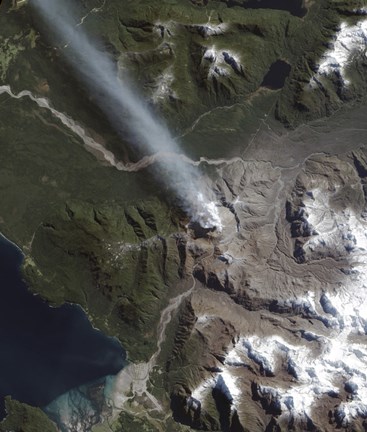 Framed Natural Color view of the Chaiten Volcano Print