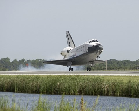Framed Space Shuttle Endeavour touches down on the runway Print