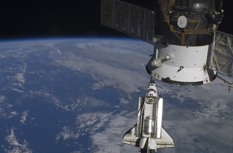 Framed Space Shuttle Endeavour as it Approaches a Docked Russian Spacecraft Print