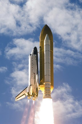 Framed Space Shuttle Atlantis Lifts off from its Launch Pad Print