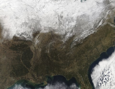 Framed Snow Cover over the United States Print