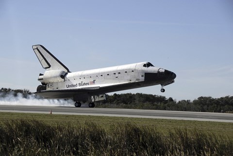 Framed Space Shuttle Atlantis Touches Down at Kennedy Space Center, Florida Print