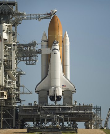 Framed Space Shuttle Discovery Sits Ready on the Launch Pad at Kennedy Space Center Print