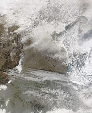 Framed Snow Cover Encircles Bo Hai and Extends to the North and West of that Water Body Print