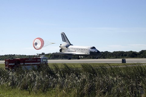 Framed Space Shuttle Atlantis Unfurls its Drag Chute upon Landing at Kennedy Space Center, Florida Print