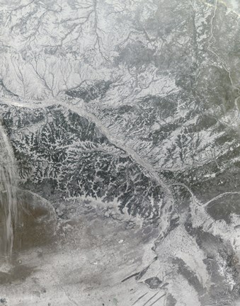 Framed Snowy and Hazy Central Russia showing the Ob River Print