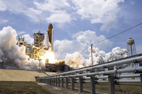 Framed Space Shuttle Atlantis Lifts off from its Launch Pad Print
