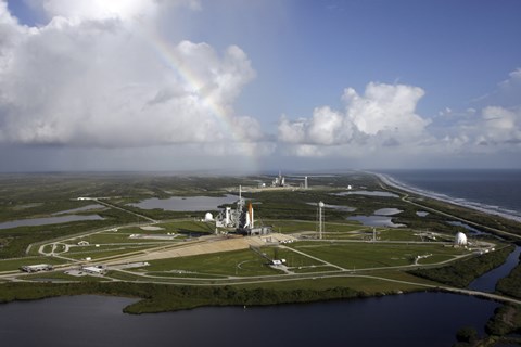 Framed Space Shuttle Atlantis and Endeavour Sit on their Launch Pads at Kennedy Space Center Print