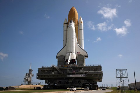 Framed Space Shuttle Discovery makes its way to the launch pad at Kennedy Space Center Print