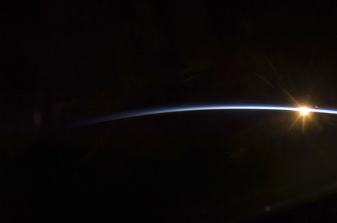 Framed Sunrise as viewed in Space Print