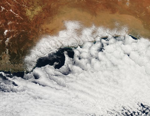 Framed Unusual Cloud Formations Crowd the Coastline of Australia Print