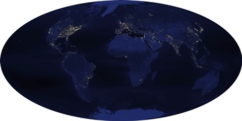 Framed Earth&#39;s Human-Generated Nighttime Lights for the Calendar Year 2003 Print