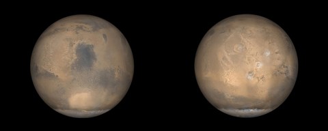 Framed Global Views of Mars in late Northern Summer Print