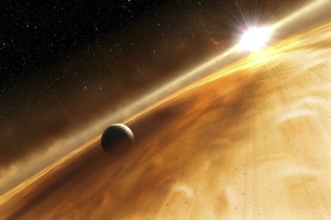 Framed Artist&#39;s Concept of the Star Fomalhaut and a Jupiter-Type Planet Print