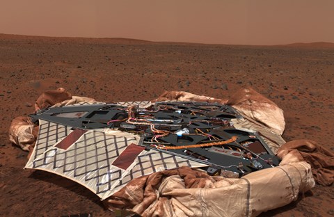 Framed Rover&#39;s Landing Site, the Columbia Memorial Station, at Gusev Crater, Mars Print