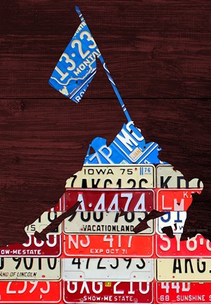 Framed Iwojima License Plate Print