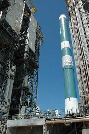 Framed Mobile Service Tower approaches the Delta II Rocket Print
