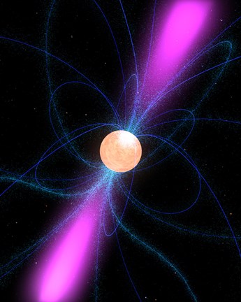 Framed Illustration of a Pulsar Print