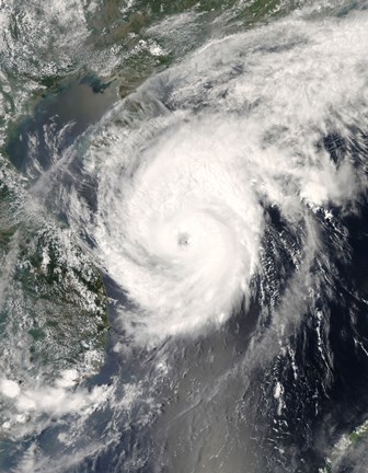 Framed Typhoon Neoguri approaching China Print