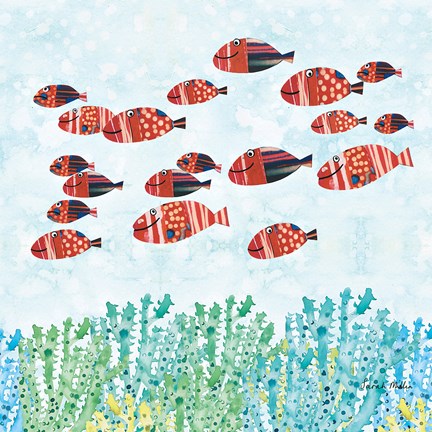 Framed Redfish School Print