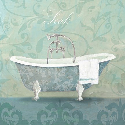 Framed Damask Bath Tub Print