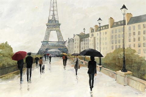 Framed Eiffel in the Rain Marsala Umbrella Print