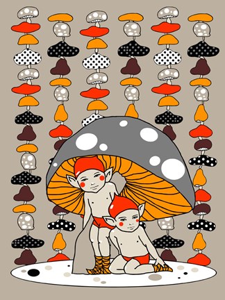 Framed Mushroom Elves Print