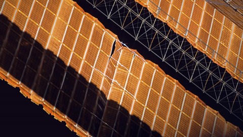 Framed Close-up View of the Repaired Solar Array on the International Space Station Print