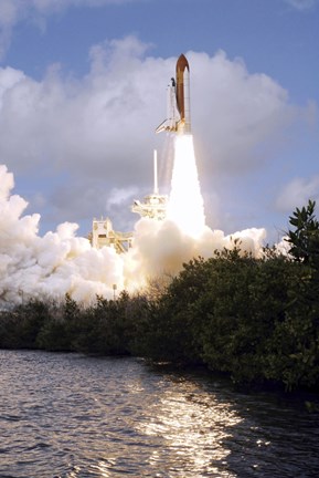 Framed Space Shuttle Discovery Launch Print